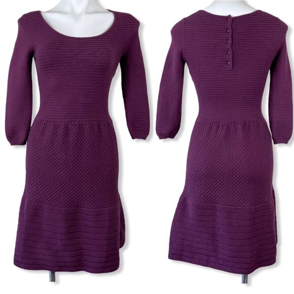 Boden libby textured sweater knit dress 4 purple plum warm fall preppy Wh552 - Picture 3 of 16